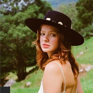 Lack Of Color - Cosmic Boater Hat in Black with Gold Details